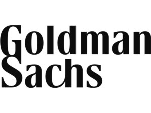 Goldman Sachs in black stacked on top of one another