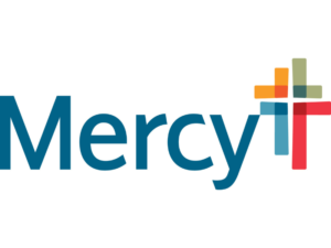 Mercy logo with cross made up of four overlapping colors