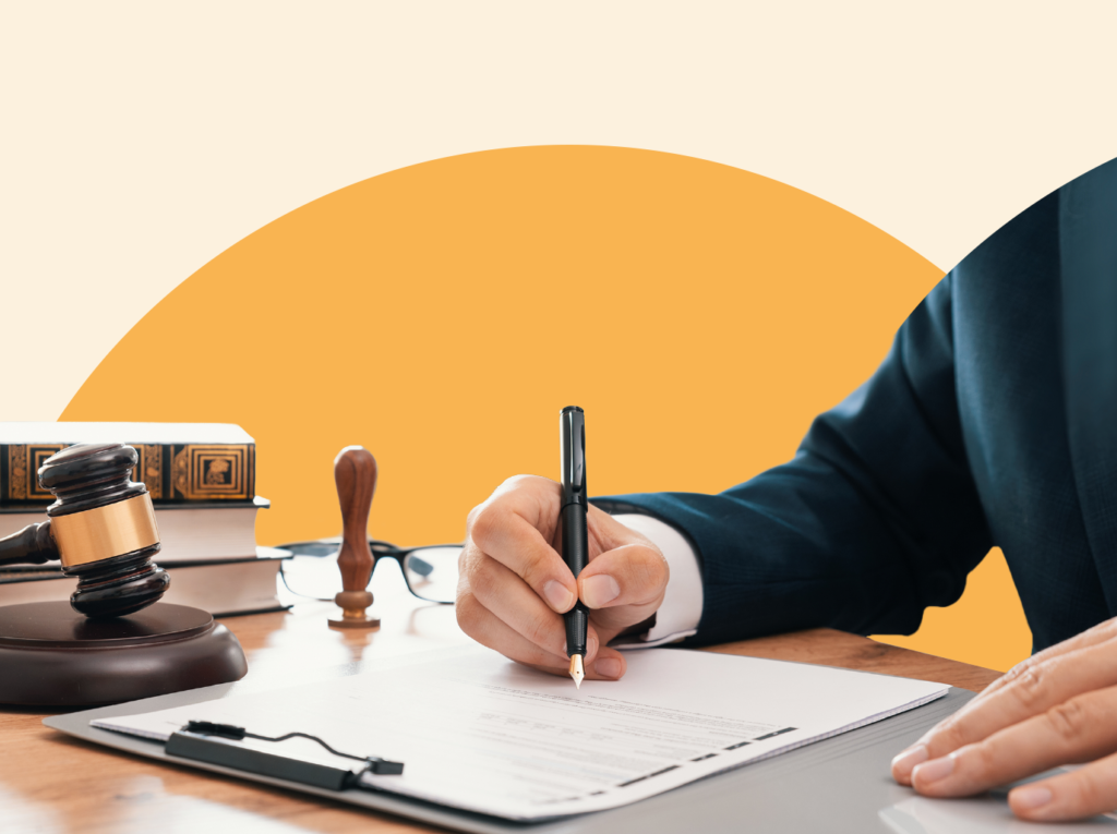 Hands signing document