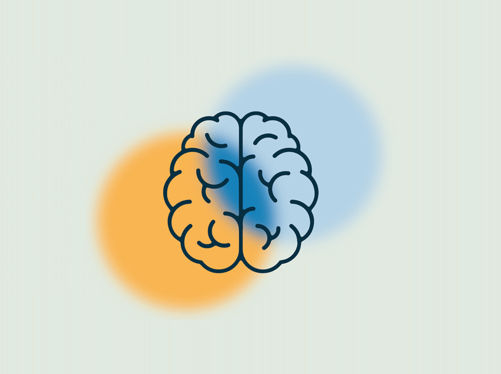An icon of a brain overlayed on a blurred Venn diagram