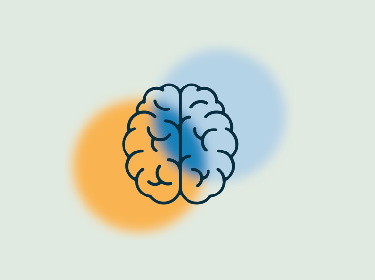 An icon of a brain overlayed on a blurred Venn diagram