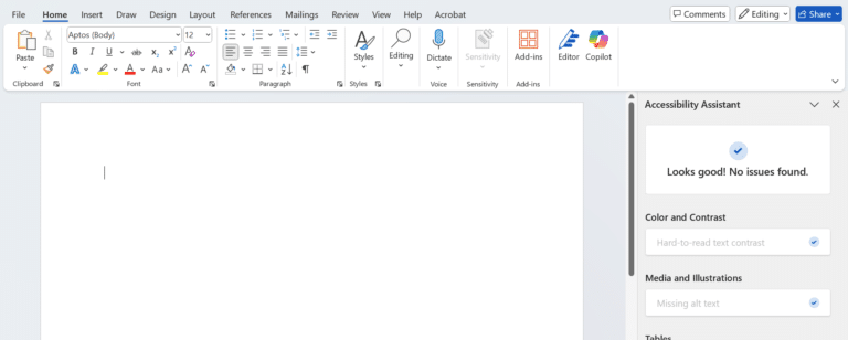 a screenshot of the accessibility checker from microsoft word