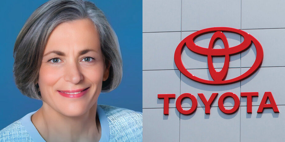 Toyota-NOD-2up-970 At left is a headshot of Beth Sirull. To the right is the Toyota logo in red.