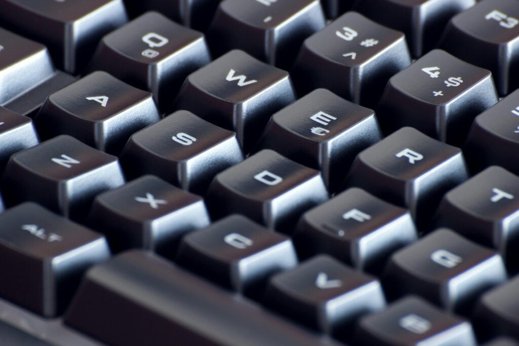 Close up of a black keyboard.