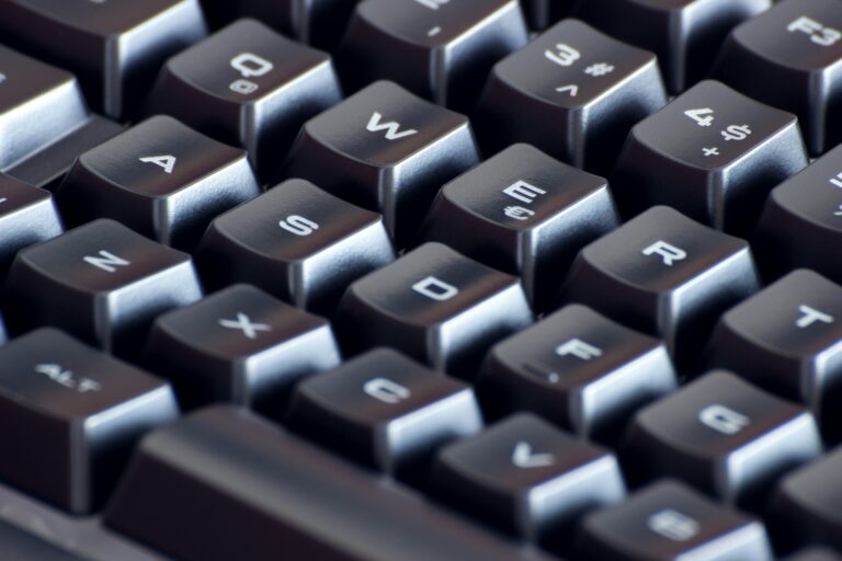 Close up of a black keyboard.